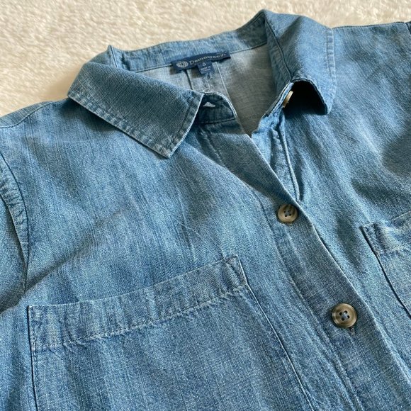 Democracy Women's Chambray Long Sleeve Button Down Top Light Blue Denim Small - Picture 4 of 7